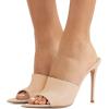 imageFSJ Women Fashion Mid High Heels Sandals Suede Slip on Open Toe Mules Sexy Summer Casual Slide Shoes Size 415 USNude10 Cm