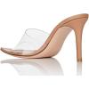 imageFSJ Women Fashion Mid High Heels Sandals Suede Slip on Open Toe Mules Sexy Summer Casual Slide Shoes Size 415 USNude8 Cm