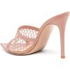 imageFSJ Women Fashion Mid High Heels Sandals Suede Slip on Open Toe Mules Sexy Summer Casual Slide Shoes Size 415 USPale Pink