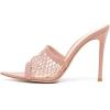 imageFSJ Women Fashion Mid High Heels Sandals Suede Slip on Open Toe Mules Sexy Summer Casual Slide Shoes Size 415 USPale Pink