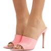 imageFSJ Women Fashion Mid High Heels Sandals Suede Slip on Open Toe Mules Sexy Summer Casual Slide Shoes Size 415 USPink10 Cm