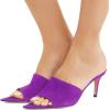 imageFSJ Women Fashion Mid High Heels Sandals Suede Slip on Open Toe Mules Sexy Summer Casual Slide Shoes Size 415 USPurple7 Cm