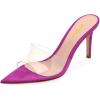 imageFSJ Women Fashion Mid High Heels Sandals Suede Slip on Open Toe Mules Sexy Summer Casual Slide Shoes Size 415 USPurple8 Cm