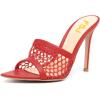 imageFSJ Women Fashion Mid High Heels Sandals Suede Slip on Open Toe Mules Sexy Summer Casual Slide Shoes Size 415 USRed