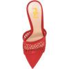 imageFSJ Women Fashion Mid High Heels Sandals Suede Slip on Open Toe Mules Sexy Summer Casual Slide Shoes Size 415 USRed