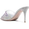 imageFSJ Women Fashion Mid High Heels Sandals Suede Slip on Open Toe Mules Sexy Summer Casual Slide Shoes Size 415 USSilver