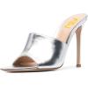 imageFSJ Women Fashion Mid High Heels Sandals Suede Slip on Open Toe Mules Sexy Summer Casual Slide Shoes Size 415 USSilver Grey