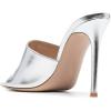 imageFSJ Women Fashion Mid High Heels Sandals Suede Slip on Open Toe Mules Sexy Summer Casual Slide Shoes Size 415 USSilver Grey