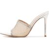 imageFSJ Women Fashion Mid High Heels Sandals Suede Slip on Open Toe Mules Sexy Summer Casual Slide Shoes Size 415 USSilver Mesh