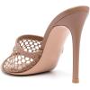 imageFSJ Women Fashion Mid High Heels Sandals Suede Slip on Open Toe Mules Sexy Summer Casual Slide Shoes Size 415 USTan