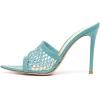 imageFSJ Women Fashion Mid High Heels Sandals Suede Slip on Open Toe Mules Sexy Summer Casual Slide Shoes Size 415 USTurquoise