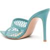 imageFSJ Women Fashion Mid High Heels Sandals Suede Slip on Open Toe Mules Sexy Summer Casual Slide Shoes Size 415 USTurquoise