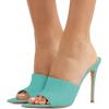 imageFSJ Women Fashion Mid High Heels Sandals Suede Slip on Open Toe Mules Sexy Summer Casual Slide Shoes Size 415 USTurquoise10 Cm
