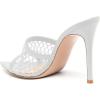 imageFSJ Women Fashion Mid High Heels Sandals Suede Slip on Open Toe Mules Sexy Summer Casual Slide Shoes Size 415 USWhite