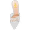 imageFSJ Women Fashion Mid High Heels Sandals Suede Slip on Open Toe Mules Sexy Summer Casual Slide Shoes Size 415 USWhite
