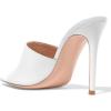 imageFSJ Women Fashion Mid High Heels Sandals Suede Slip on Open Toe Mules Sexy Summer Casual Slide Shoes Size 415 USWhite10 Cm