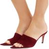 imageFSJ Women Fashion Mid High Heels Sandals Suede Slip on Open Toe Mules Sexy Summer Casual Slide Shoes Size 415 USWine7 Cm
