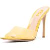 imageFSJ Women Fashion Mid High Heels Sandals Suede Slip on Open Toe Mules Sexy Summer Casual Slide Shoes Size 415 USYellow