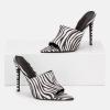 imageFSJ Women Fashion Mid High Heels Sandals Suede Slip on Open Toe Mules Sexy Summer Casual Slide Shoes Size 415 USZebra