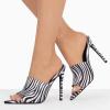 imageFSJ Women Fashion Mid High Heels Sandals Suede Slip on Open Toe Mules Sexy Summer Casual Slide Shoes Size 415 USZebra