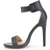 imageFSJ Women Versatile Ankle Strap Buckle Sandals Open Toe High Heel Pumps for Summer Size 415 USBlack Matt