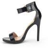 imageFSJ Women Versatile Ankle Strap Buckle Sandals Open Toe High Heel Pumps for Summer Size 415 USBlackpu
