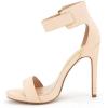 imageFSJ Women Versatile Ankle Strap Buckle Sandals Open Toe High Heel Pumps for Summer Size 415 USNude