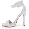 imageFSJ Women Versatile Ankle Strap Buckle Sandals Open Toe High Heel Pumps for Summer Size 415 USSilver