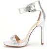 imageFSJ Women Versatile Ankle Strap Buckle Sandals Open Toe High Heel Pumps for Summer Size 415 USSilverpu