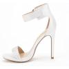 imageFSJ Women Versatile Ankle Strap Buckle Sandals Open Toe High Heel Pumps for Summer Size 415 USWhite