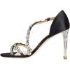 imageFSJ Womens Chic Rhinestones Sandals Open Toe Stiletto High Clear Heel Cross Strap Buckle Sandals Dress Shoes Size 415 USBlack