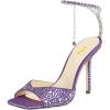 imageFSJ Women Crystal Chain Ankle Straps Heeled Sandals Square Open Toe Rhinestones Buckle Sexy Strappy Stiletto Evening Party Dress Shoes Size 415 USPurple Rhinestones