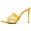 imageFSJ Women Fashion Mid High Heels Sandals Suede Slip on Open Toe Mules Sexy Summer Casual Slide Shoes Size 415 USBright Yellow