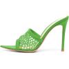 imageFSJ Women Fashion Mid High Heels Sandals Suede Slip on Open Toe Mules Sexy Summer Casual Slide Shoes Size 415 USGreen