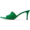 imageFSJ Women Fashion Mid High Heels Sandals Suede Slip on Open Toe Mules Sexy Summer Casual Slide Shoes Size 415 USGreen7 Cm