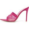imageFSJ Women Fashion Mid High Heels Sandals Suede Slip on Open Toe Mules Sexy Summer Casual Slide Shoes Size 415 USHot Pink