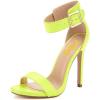 imageFSJ Women Versatile Ankle Strap Buckle Sandals Open Toe High Heel Pumps for Summer Size 415 USLemon
