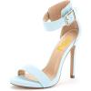 imageFSJ Women Versatile Ankle Strap Buckle Sandals Open Toe High Heel Pumps for Summer Size 415 USLight Blue