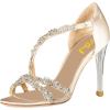 imageFSJ Womens Chic Rhinestones Sandals Open Toe Stiletto High Clear Heel Cross Strap Buckle Sandals Dress Shoes Size 415 USGold