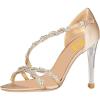 imageFSJ Womens Chic Rhinestones Sandals Open Toe Stiletto High Clear Heel Cross Strap Buckle Sandals Dress Shoes Size 415 USRose Gold