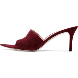 imageFSJ Women Fashion Mid High Heels Sandals Suede Slip on Open Toe Mules Sexy Summer Casual Slide Shoes Size 415 USWine7 Cm