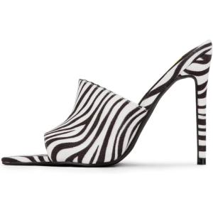 imageFSJ Women Fashion Mid High Heels Sandals Suede Slip on Open Toe Mules Sexy Summer Casual Slide Shoes Size 415 USZebra