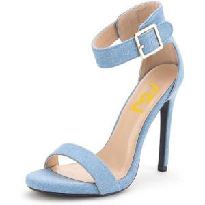 imageFSJ Women Versatile Ankle Strap Buckle Sandals Open Toe High Heel Pumps for Summer Size 415 USBlue