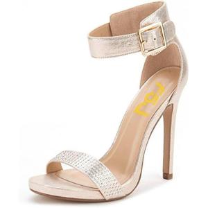 imageFSJ Women Versatile Ankle Strap Buckle Sandals Open Toe High Heel Pumps for Summer Size 415 USLight Gold