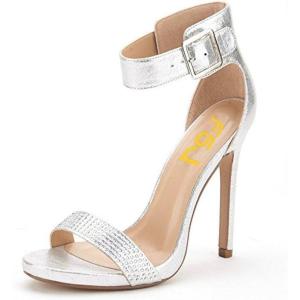 imageFSJ Women Versatile Ankle Strap Buckle Sandals Open Toe High Heel Pumps for Summer Size 415 USSilverpu