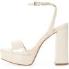 imageFSJ Women Classic Open Toe Chunky High Heel Platform Sandals Ankle Strap Single Band Dress Shoes Size 415 USBeige
