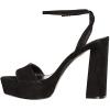 imageFSJ Women Classic Open Toe Chunky High Heel Platform Sandals Ankle Strap Single Band Dress Shoes Size 415 USBlack Suede