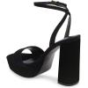 imageFSJ Women Classic Open Toe Chunky High Heel Platform Sandals Ankle Strap Single Band Dress Shoes Size 415 USBlackespadrille