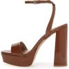 imageFSJ Women Classic Open Toe Chunky High Heel Platform Sandals Ankle Strap Single Band Dress Shoes Size 415 USBrown