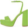 imageFSJ Women Classic Open Toe Chunky High Heel Platform Sandals Ankle Strap Single Band Dress Shoes Size 415 USGreen